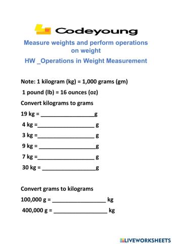 Operations in Weight Measurement