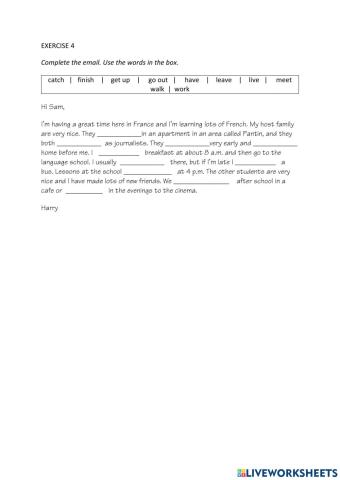 IE0, Unit 1, Vocabularyand Grammar, Exercise 4