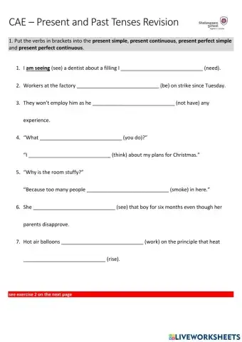 Present and Past tenses revision