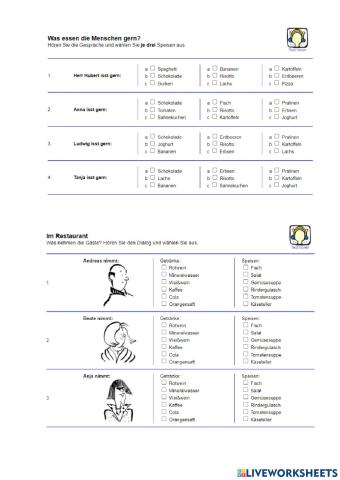 Essen. Hörverstehen. A1
