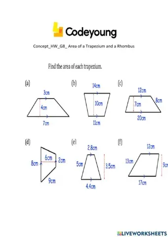Concept-HW-G8- Area of a Trapezium and a Rhombus