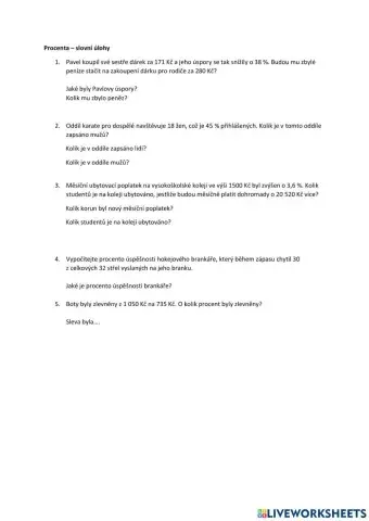 Procenta - slovní úlohy
