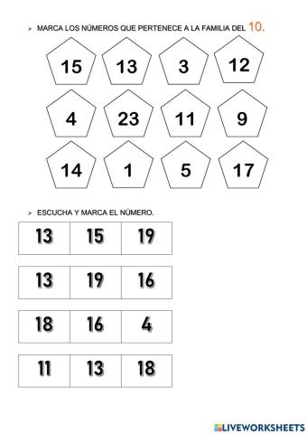 Numeración 10-19