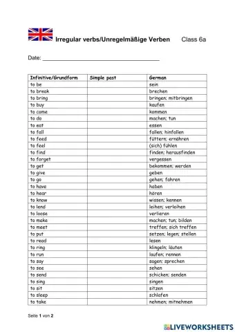 Irregular verbs