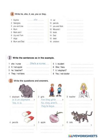 Personal pronouns, to be.