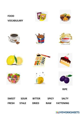 Food vocabulary taste