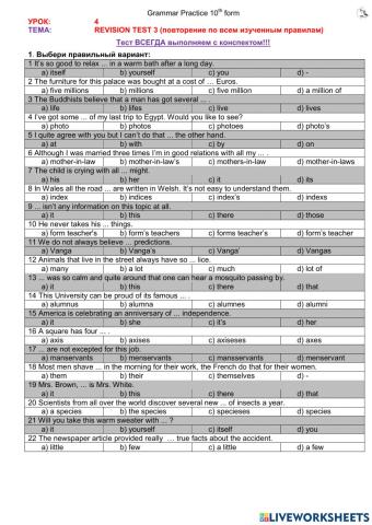 Revision test 3 (10th form)