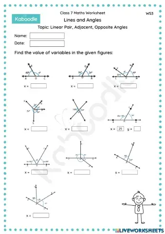 Lines and Angles (Linear Pair, Adjacent, Opposite Angles)