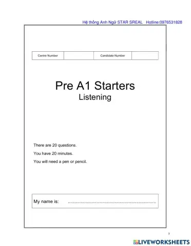 Pre A1 Starter Listening