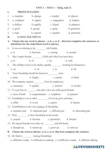 English 11-Unit 1-Test 1