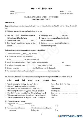 Viet Teacher-S6-WEEK 7-U1-GRAMMAR REVISION