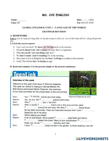 Viet teacher-S8-Week 7-U1-Grammar Revision