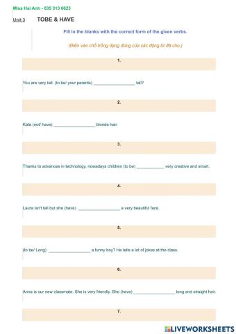 Tobe & have - Unit 3