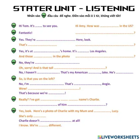 Grade 7 - starter unit - listening