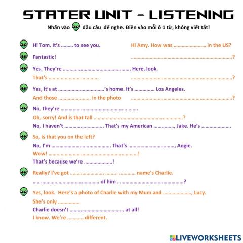 Grade 7 - starter unit - listening