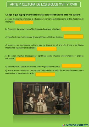 Arte y cultura siglos xvii y xviii