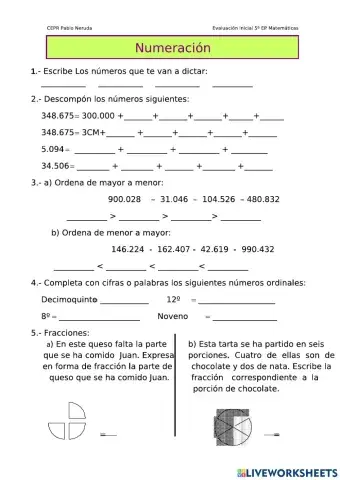 Ev Ini Mates 5º NUMERACIÓN