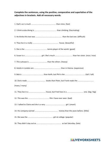 Comaprison of adjectives (8 form)