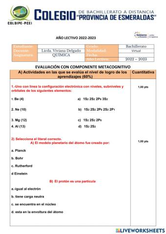 Evaluación de Química