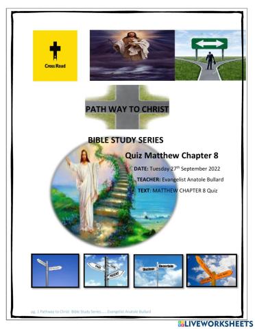 Pathway to Christ Bible Study Series Matthew Chapter 8 Quiz KJV