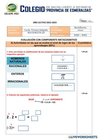 Evaluación Matemáticas