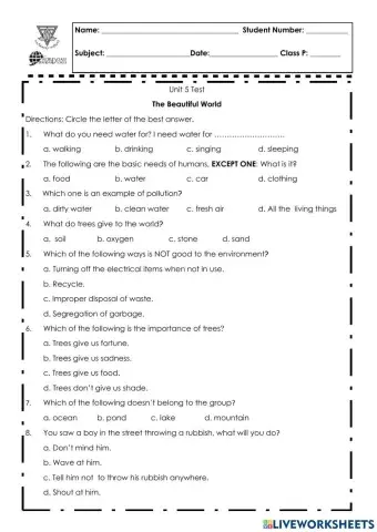 P6 Unit Test: The Beautiful World 5