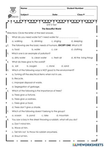 P6 Unit Test: The Beautiful World 5