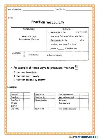 WCMFR Fraction Vocabulary