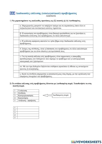 Διαδικασίες επίλυσης υπολογιστικού προβλήματος