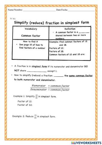 WCMFR Simplify Fraction