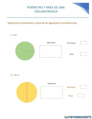Perímetro y área de una circunferencia