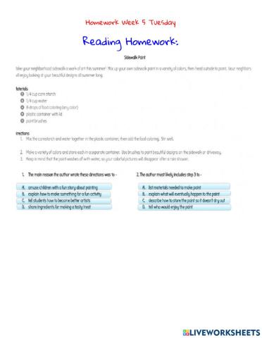 Homework Week5 Tuesday