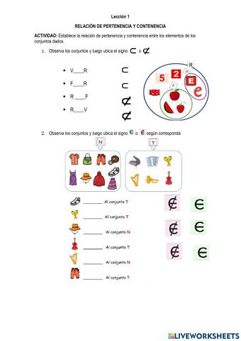 Relación de pertenencia y contenencia