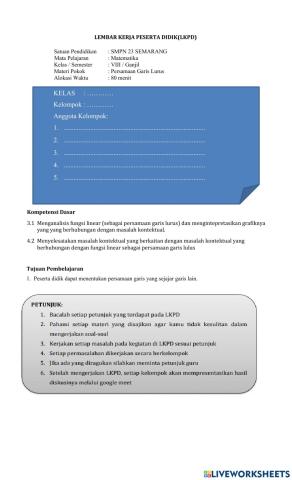 PERSAMAAN GARIS SEJAJAR GARIS LAIN