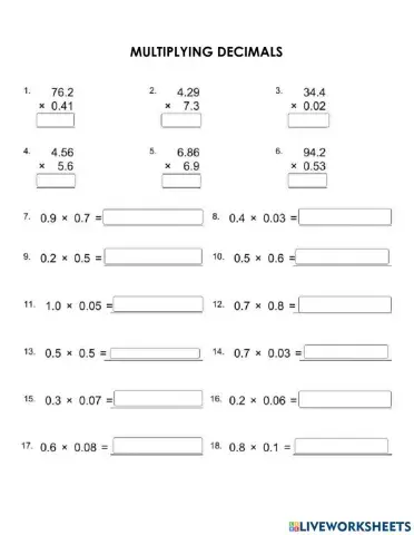 Multiplying Decimals