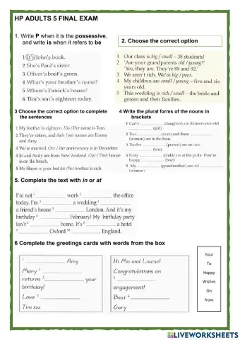 Final exam hp adults 5