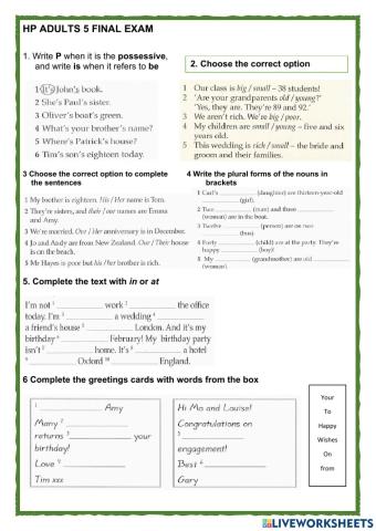 Final exam hp adults 5