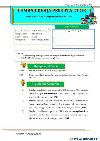 Limit fungsi aljabar