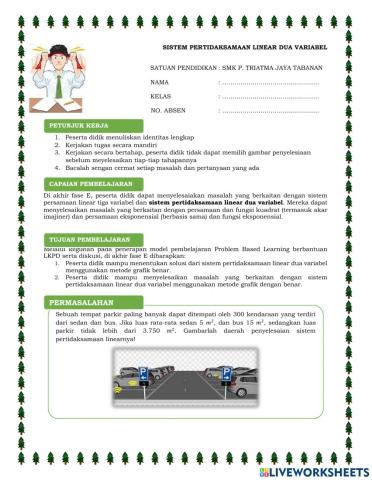 Sistem pertidaksamaan linear dua variabel