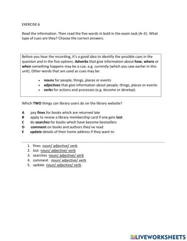 Ie1, unit 5, listening, exercise 6