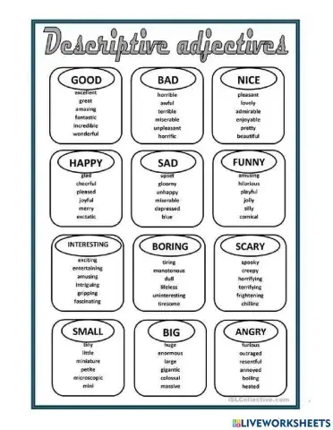 Descriptive adjectives