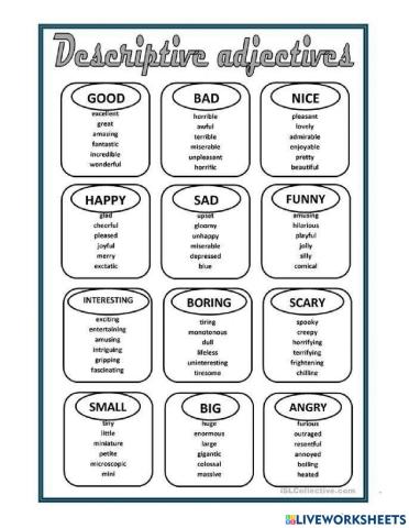 Descriptive adjectives