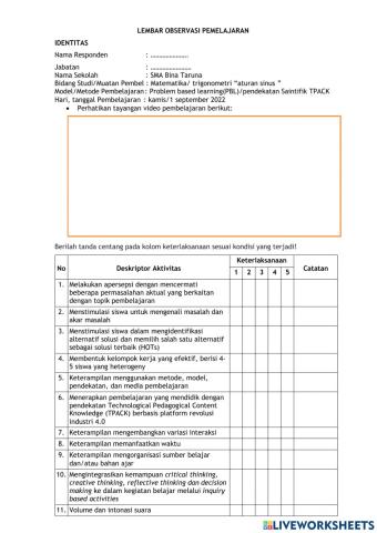Observasi praktek pembelajara aksi 1
