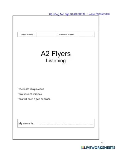 A Flyers Listening part 2