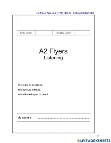 A Flyers Listening part 3