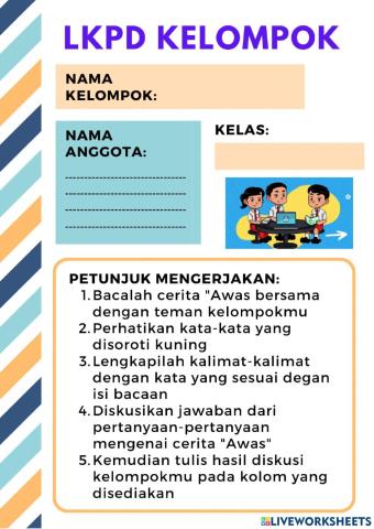 LKPD Kelompok- Bahasa  Indonesia Kelas IV Bab III Lihat Sekitar