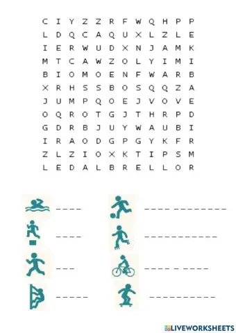 Sports wordsearch