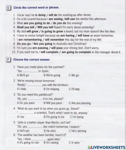 Future time (present simple, future simple. present continuous, to be going to)