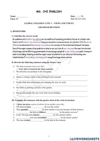 Viet Teacher-S9-Week 7-U1-Gram revision