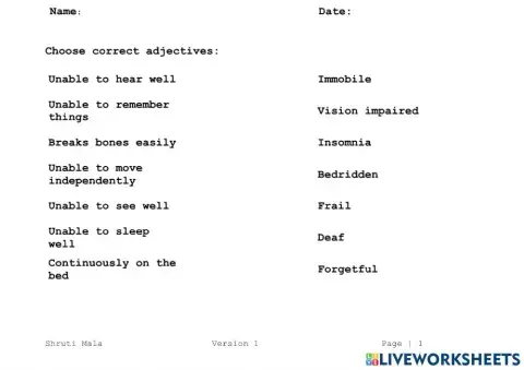 Adjectives-Aged Care